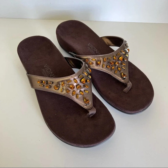 COPY - Vionic Pearl Jeweled Bronze Sandals - Picture 10 of 11